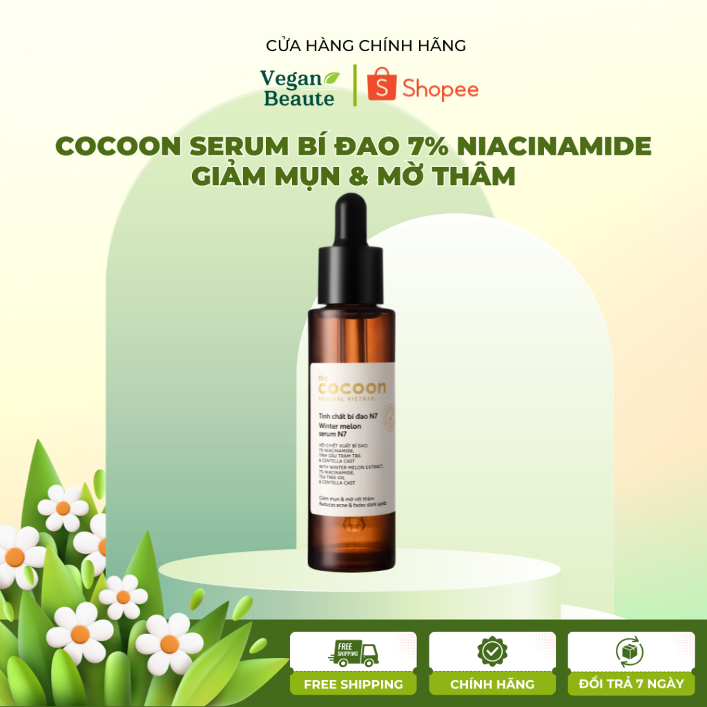 Tinh chất bí đao (serum) 7% Niacinamide (N7) sạch mụn chuyên sâu & mờ vết thâm Cocoon 30ml