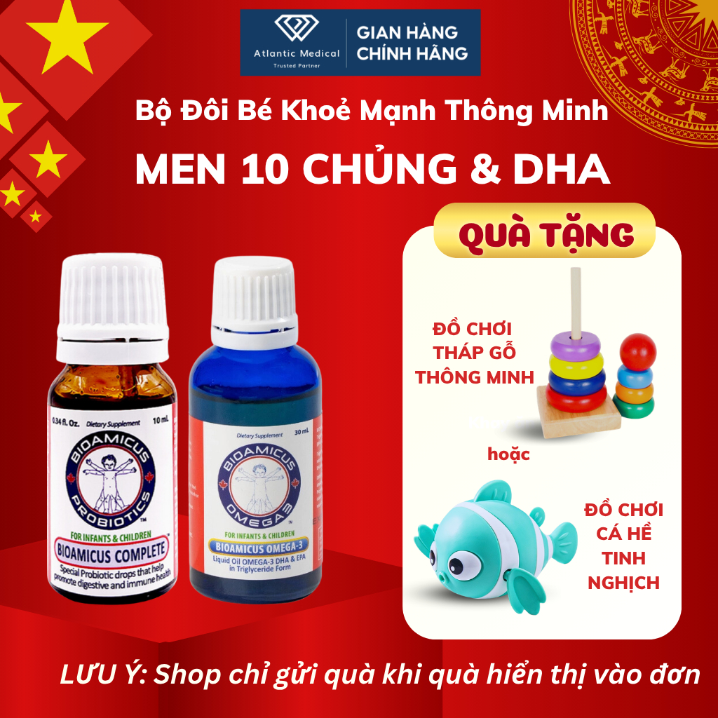 Bộ Đôi Bioamicus Men 10 Chủng Bioamicus Complete & Bioamicus Omega-3 DHA Bé Khoẻ Mạnh Thông Minh Có 