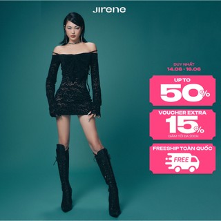 UP TO 70% + VC HOT 200K || JIRENE Đầm MISS SIGNAL vải ren xuyên thấu gợi cảm họa tiết bướm đính