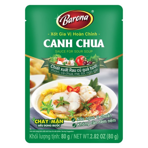 Gia vị Barona Bò Kho/Canh Chua/Sốt Thịt Nướng Sả/Xốt Muối Kim Chi/Kho Cá Thịt/Xào Xả Ớt/ Sườn Chua N