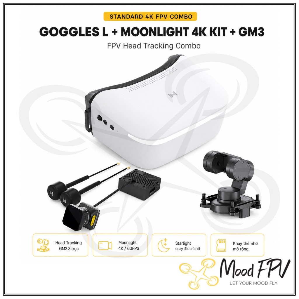 Combo FPV Head Tracker Standard 4K Walksnail L Moonlight Kit GM3