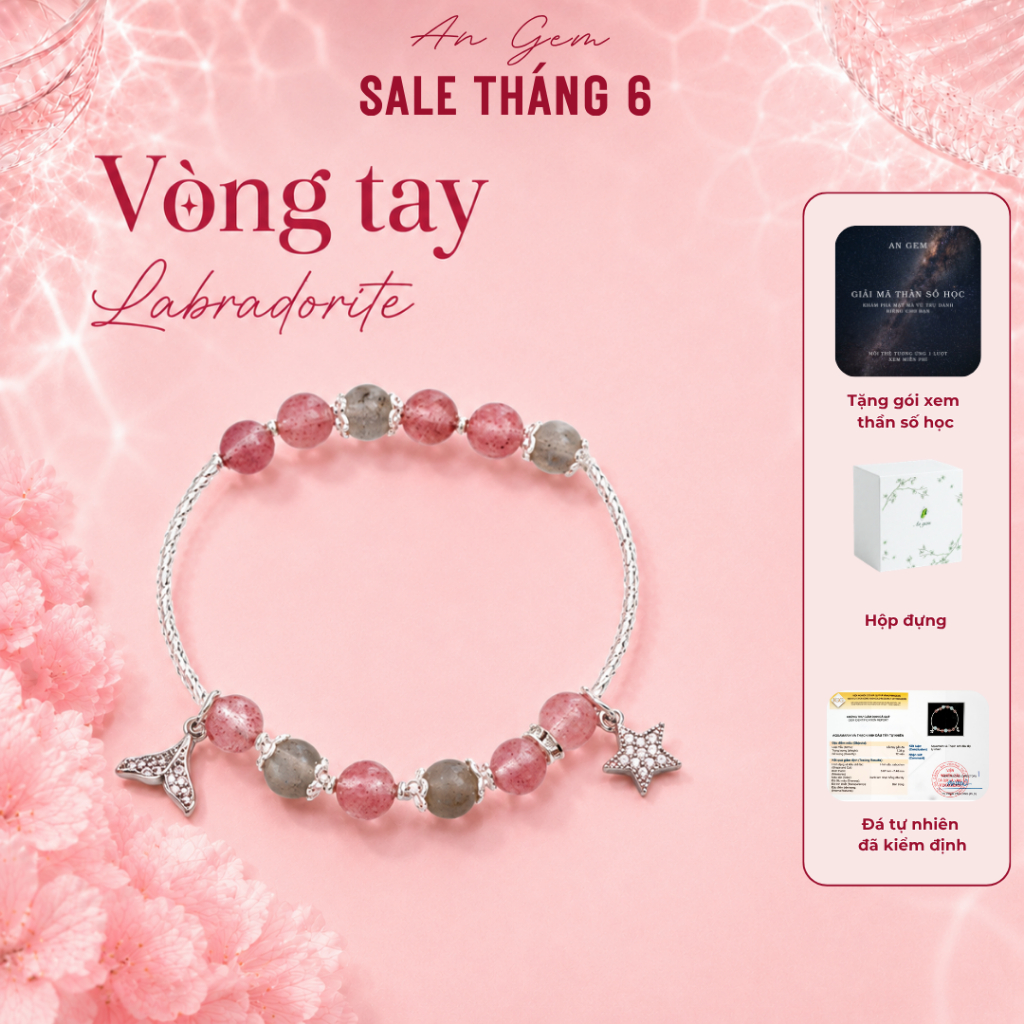 Vòng tay đá mix charm An Gem màu sắc bắt mắt, tinh tế