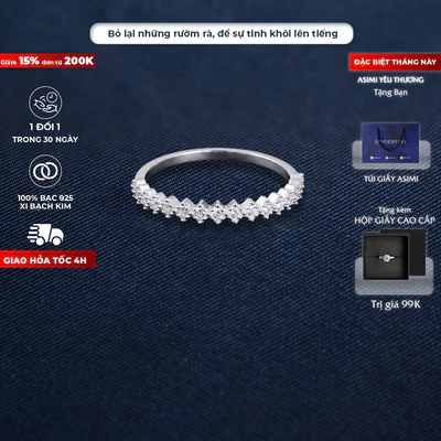 Nhẫn nữ bạc đính đá lấp lánh Asmi Line Gem NA04