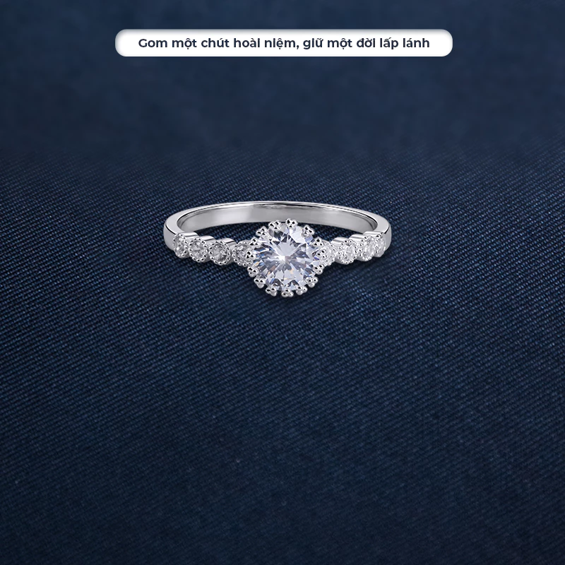 Nhẫn bạc nữ đính đá 5 ly tinh tế Sunflower Ring NA12 3