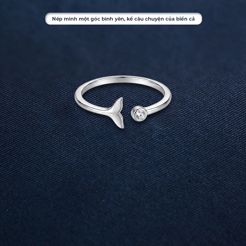 Nhẫn bạc Ý S925 hình dáng đuôi cá Asmi Rear Ring NA10 3