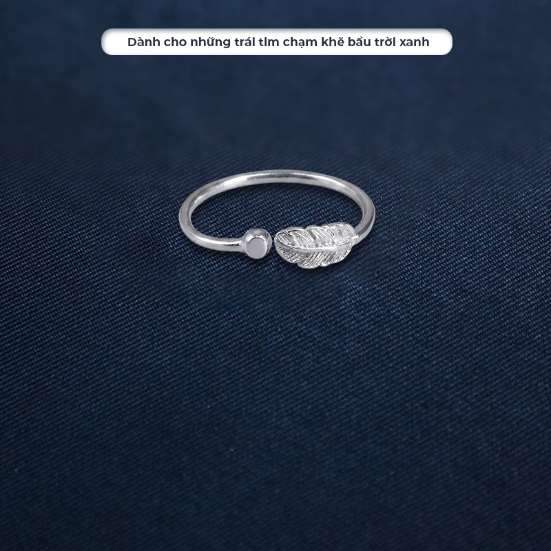 Nhẫn nữ freesize khắc lông vũ Asmi Quill Ring NA09 3