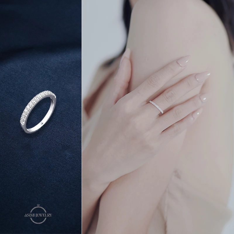 Nhẫn nữ bạc Ý S925 đính 1 hàng đá dày đặn Asimi Natura Gem NA07 4