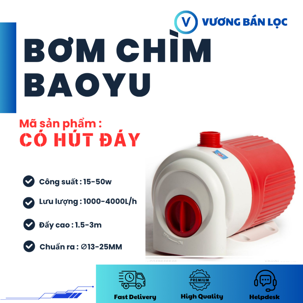 Máy Bơm Nước Baoyu BY202 BY203 BY204 BY205 - Bơm Chìm Cho Bể Cá - Có hút đáy