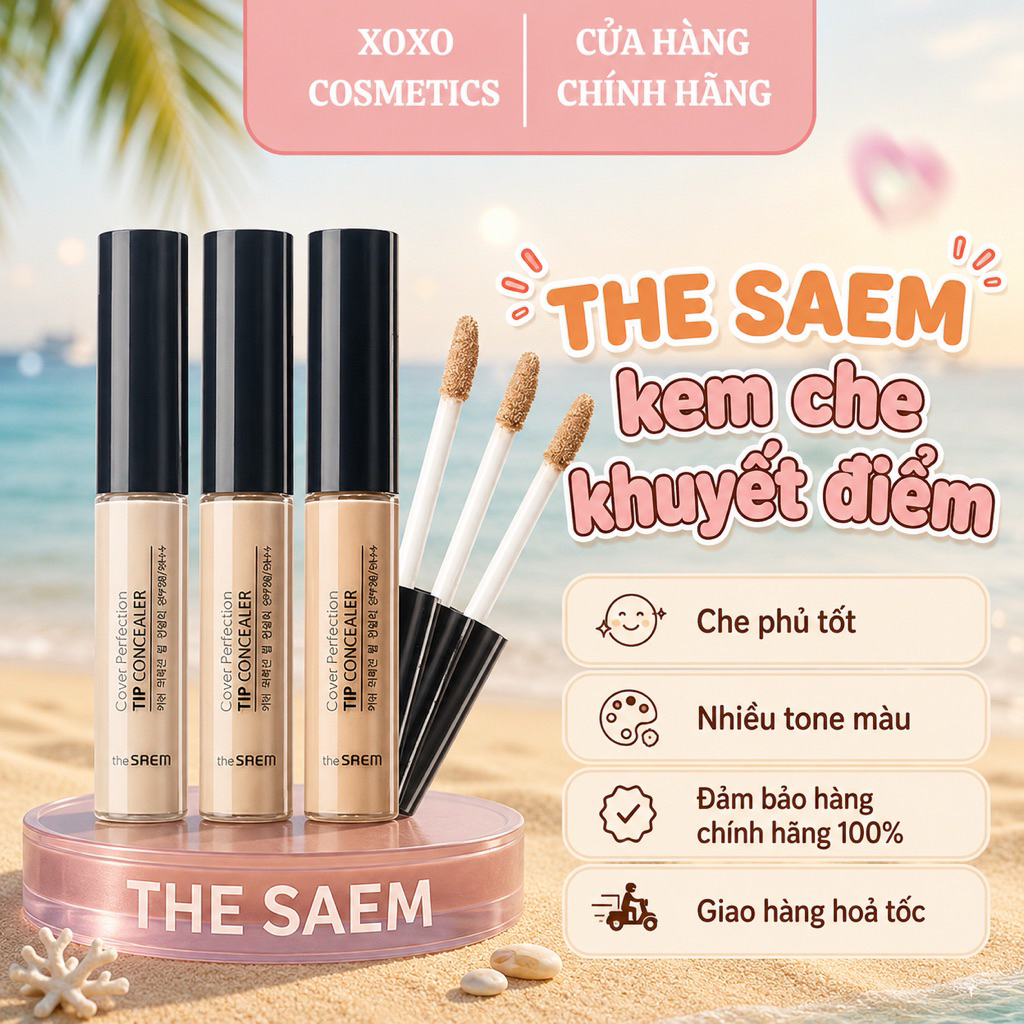 [THE SAEM] Che Khuyết Điểm The Saem Cover Perfection Tip Concealer