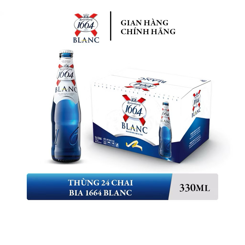 Bia Pháp Kronenbourg 1664 Blanc - Thùng 24 Chai 330ml - Bia Lúa Mì  (Nồng Độ 5%)