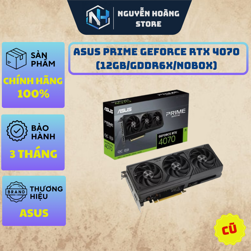 VGA card màn hình ASUS PRIME GeForce RTX 4070 12GB Cũ