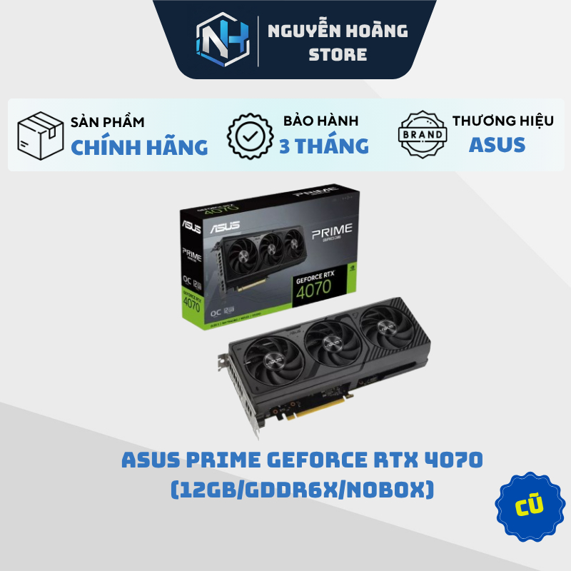VGA card màn hình ASUS PRIME GeForce RTX 4070 12GB Cũ