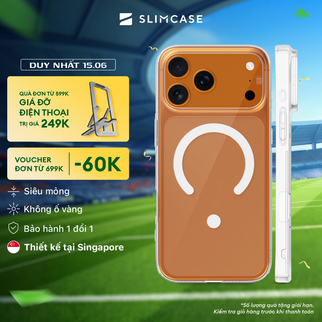 Ốp lưng iPhone 17 Pro Max / 17 Pro / 17 SLIMCASE - Không ố vàng, siêu mỏng, hỗ trợ sạc không dây