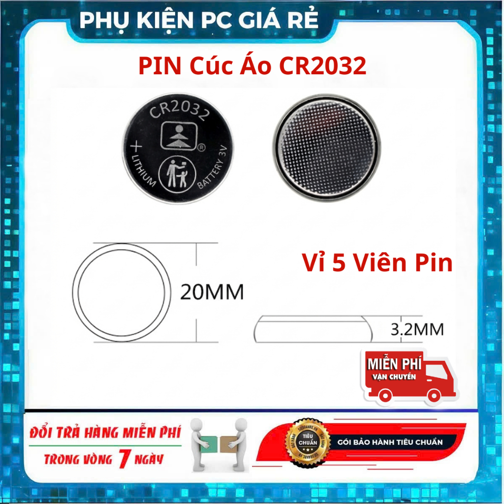 Pin CR2032 3V Lithium CMOS Chính Hãng, Pin Cúc Áo CR2032 Cho Mainboard Máy Tính, Cân Điện Tử, Remote
