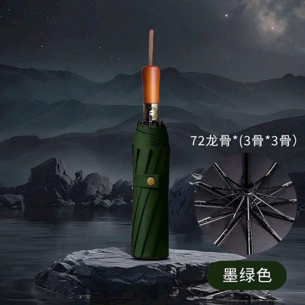 Ô Dù Tự Động Gấp Gọn Cao Cấp 72 Nan Xương Khung Kép Siêu Chịu Lực Chống Lật, Dù Che Mưa Nắng Tay Cầm