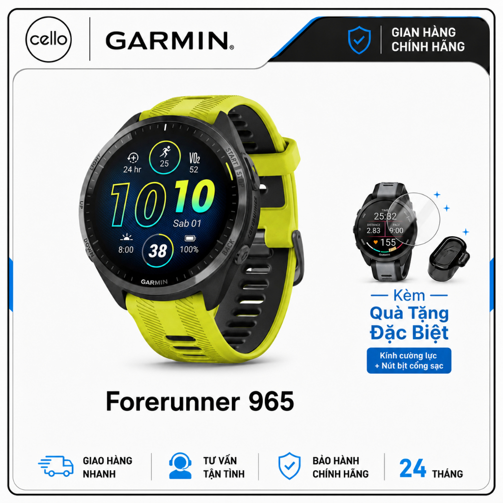 Đồng Hồ Garmin Forerunner 965 - Chính Hãng Garmin Việt Nam - Bảo Hành 24 Tháng, Hàng Mới New Seal
