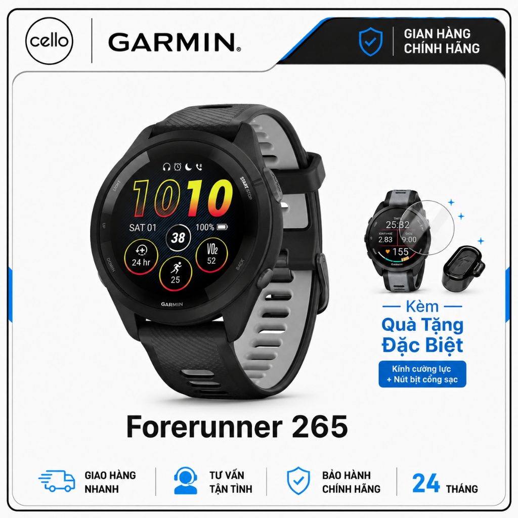 Đồng Hồ Garmin Forerunner 265 - Forerunner 265S - Chính Hãng Garmin Việt Nam - Bảo Hành 24 Tháng - H