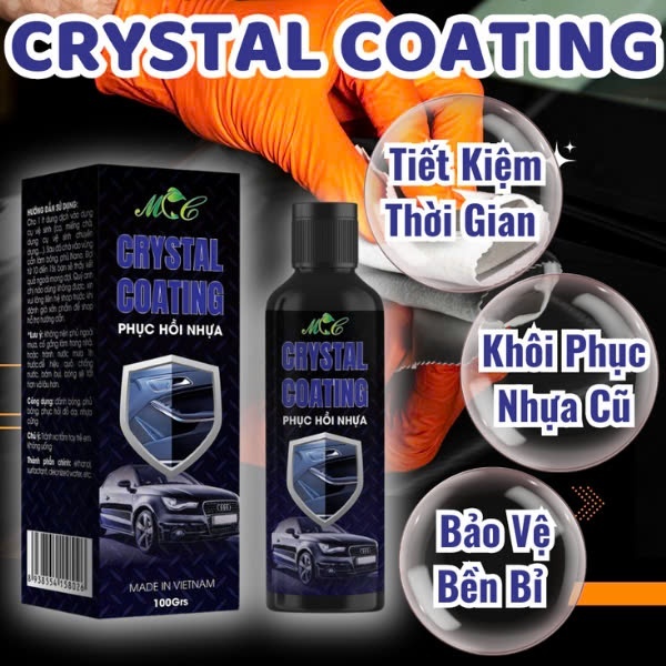 Dung Dịch Phục Hồi Nhựa CRYSTAL COATING 100Grs và nhựa nhám màu sơn Plastic Remove. LMS