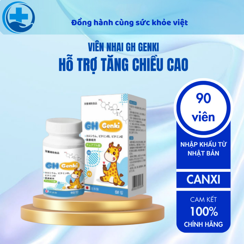 Viên nhai canxi cho bé GH GENKI - Bổ sung canxi và D3, Tằng cường hấp thụ canxi giúp xương chắc khỏe