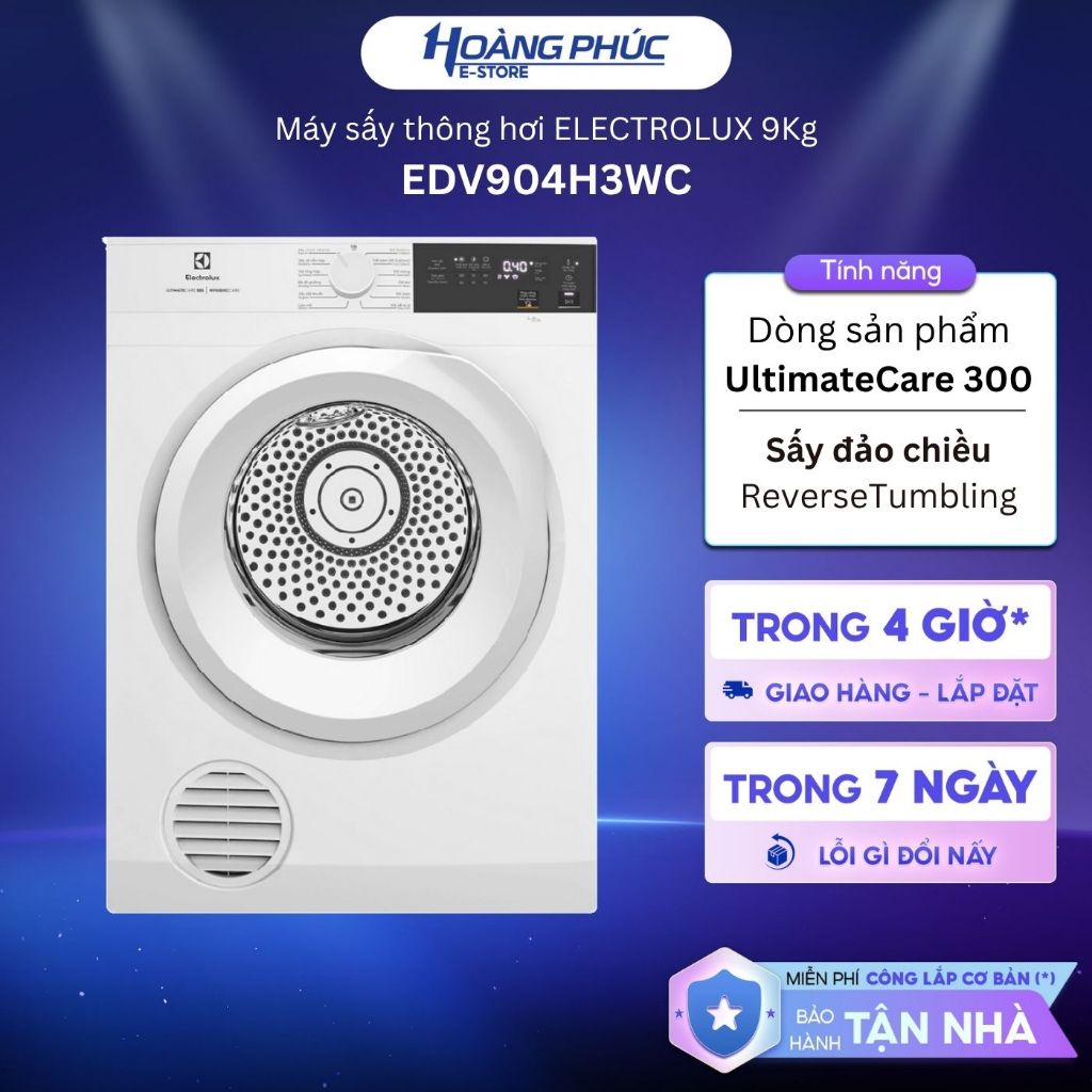 Máy Sấy Thông Hơi ELECTROLUX 8 Kg EDV804H3WC / 9 Kg EDV904H3WC {Toàn Quốc}(CHỈ GIAO - KHÔNG LẮP)