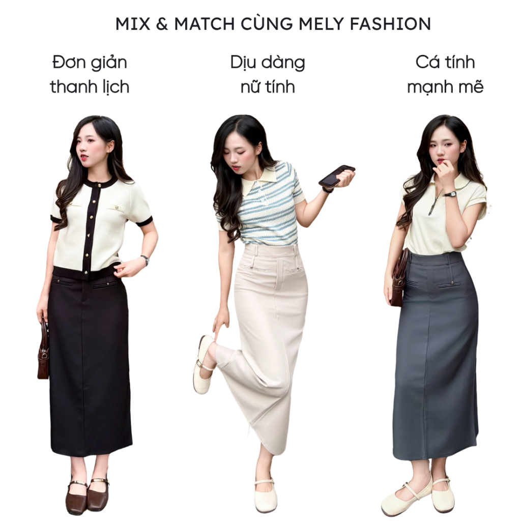 Chân váy dáng dài chữ A  Mely Fashion cạp cao xẻ tà tôn dáng che giấu bụng có bigsize trẻ trung cá tính  CV119 - 04 | BigBuy360 - bigbuy360.vn