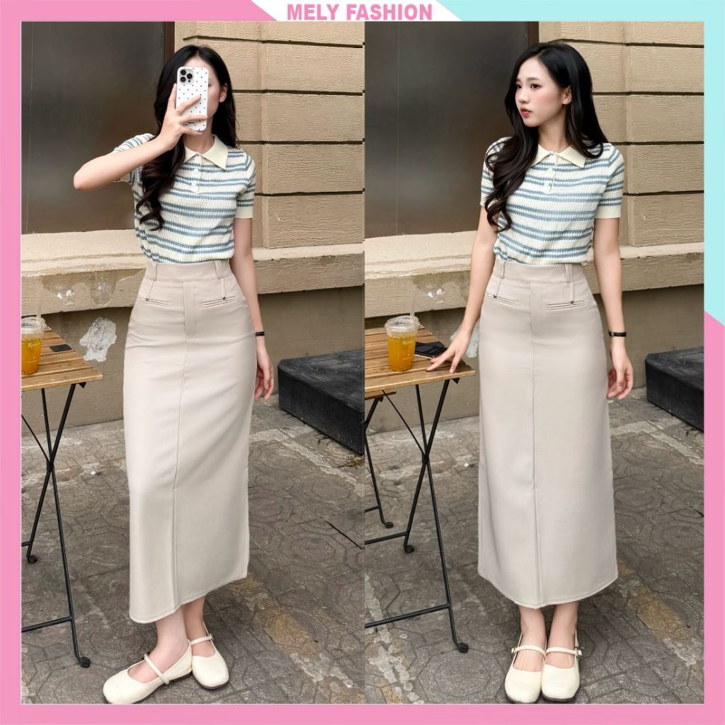 Chân váy dáng dài chữ A  Mely Fashion cạp cao xẻ tà tôn dáng che giấu bụng có bigsize trẻ trung cá tính  CV119 - 04 | BigBuy360 - bigbuy360.vn