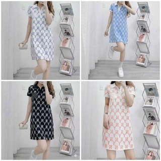 Váy đầm lửng xuất CVC cotton cổ bẻ thoáng mát cao cấp