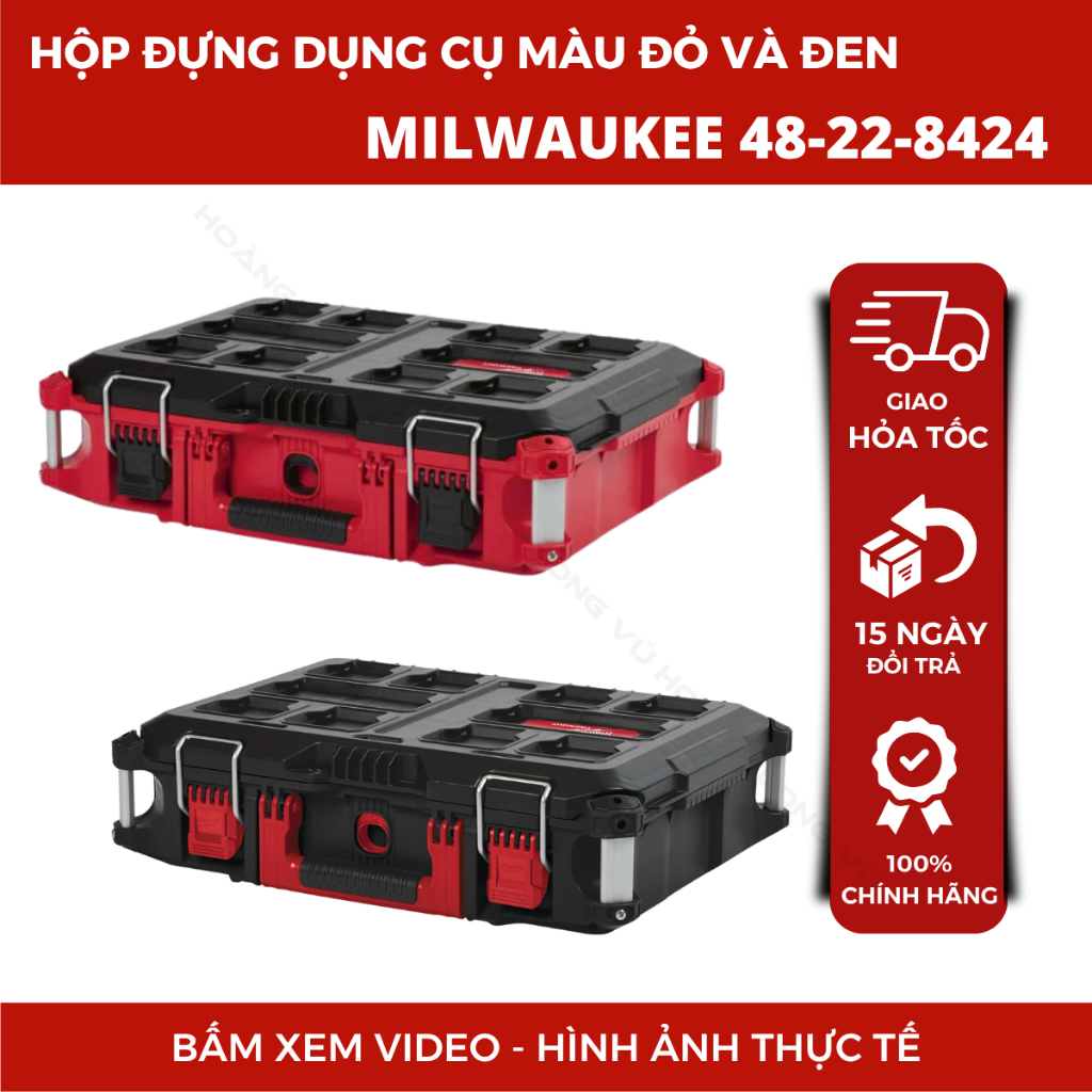 Hộp đựng dụng cụ packout Milwaukee 48-22-8424, hộp đồ nghề Milwaukee chắc chắn, chống va đập tốt