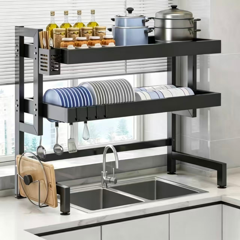 Inox 304 kệ đựng bát đĩa Trên Bồn Rửa Bát Cao Cấp kệ để bát đĩa Trên Bồn Rửa 65-125cm Kệ để bát
