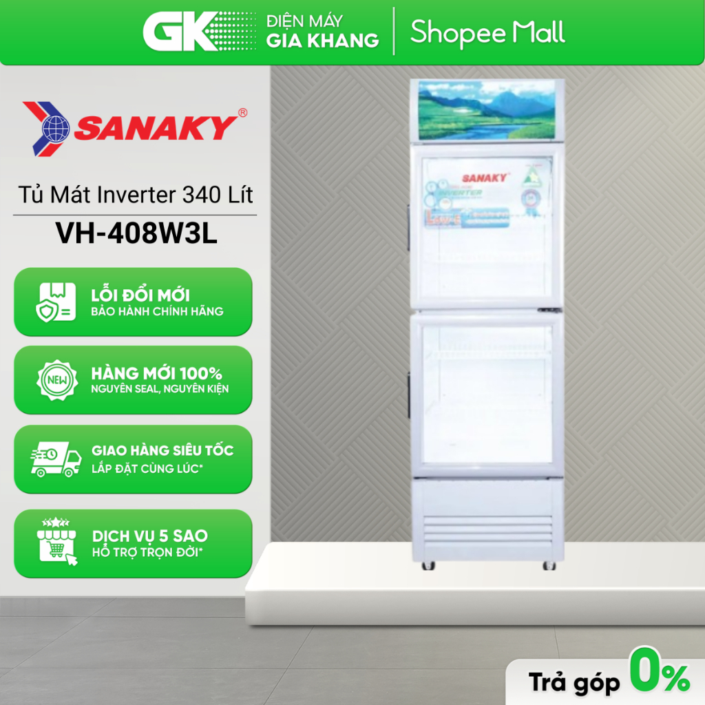 VH-408W3L - Tủ Mát Inverter SANAKY 340 Lít VH-408W3L [Freeship HCM]