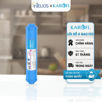 Lõi GAC-T33 Karofi Chính Hãng - Lõi Số 5 Than Hoạt Tính Gáo Dừa Cho Máy Lọc Nước RO
