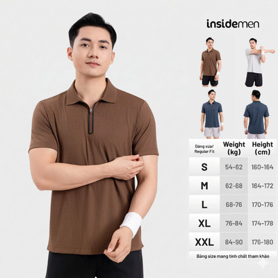 Áo Polo Ngắn Tay Nam Insidemen thể thao năng động, thoáng mát co giãn, dáng regular fit IPS113EDP01