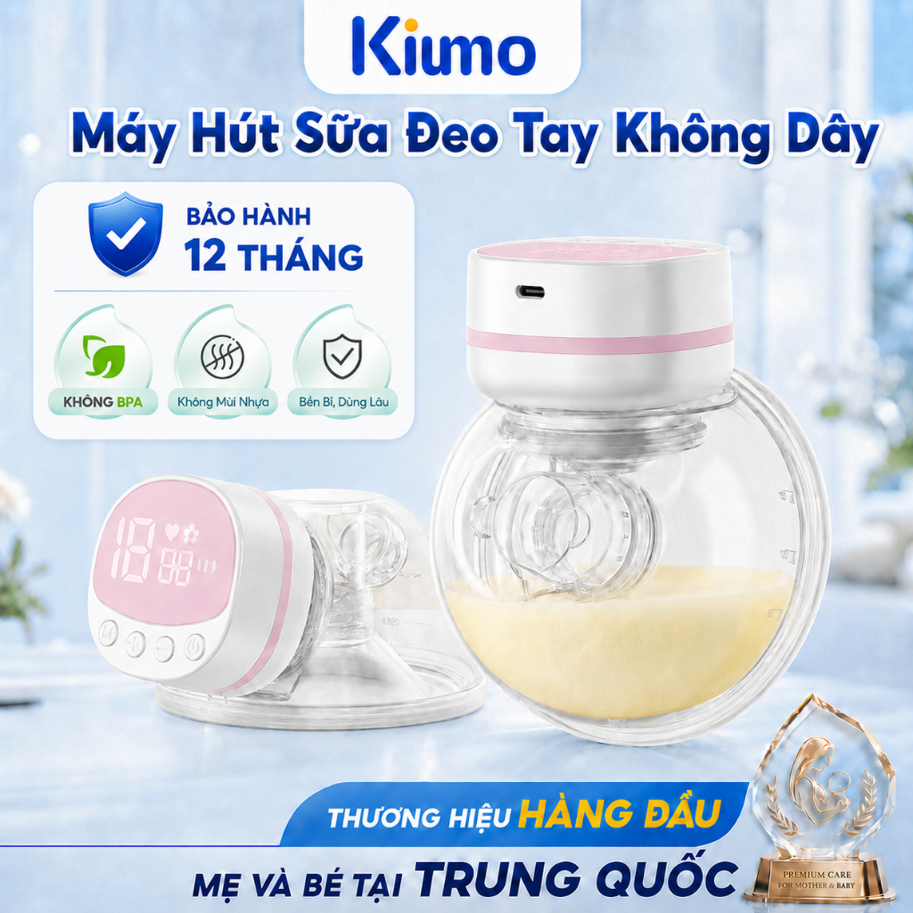 【Kiumo】Máy Hút Sữa Điện Đơn Không Dây, Máy Vắt Sữa Cao Cấp Chế Độ Hút Không Gây Đau Rát