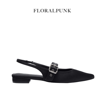 [NEW] Giày bệt Floralpunk Mary Pointy - Đế cao 3cm chất liệu satin - dây quai gót kèm móc khóa