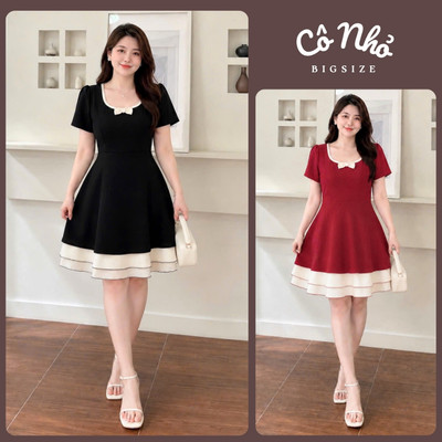 Đầm Bigsize Nữ Dáng Ngắn Dễ Thương Mặc Tết Dáng Chữ A Xòe Tôn Dáng Cho Chubby 58-92kg A692