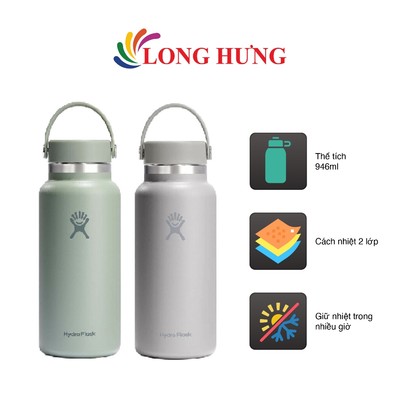 Bình giữ nhiệt Hydro Flask Wide Flex Cap Straw Cap 32 OZ/946ml - Hàng chính hãng