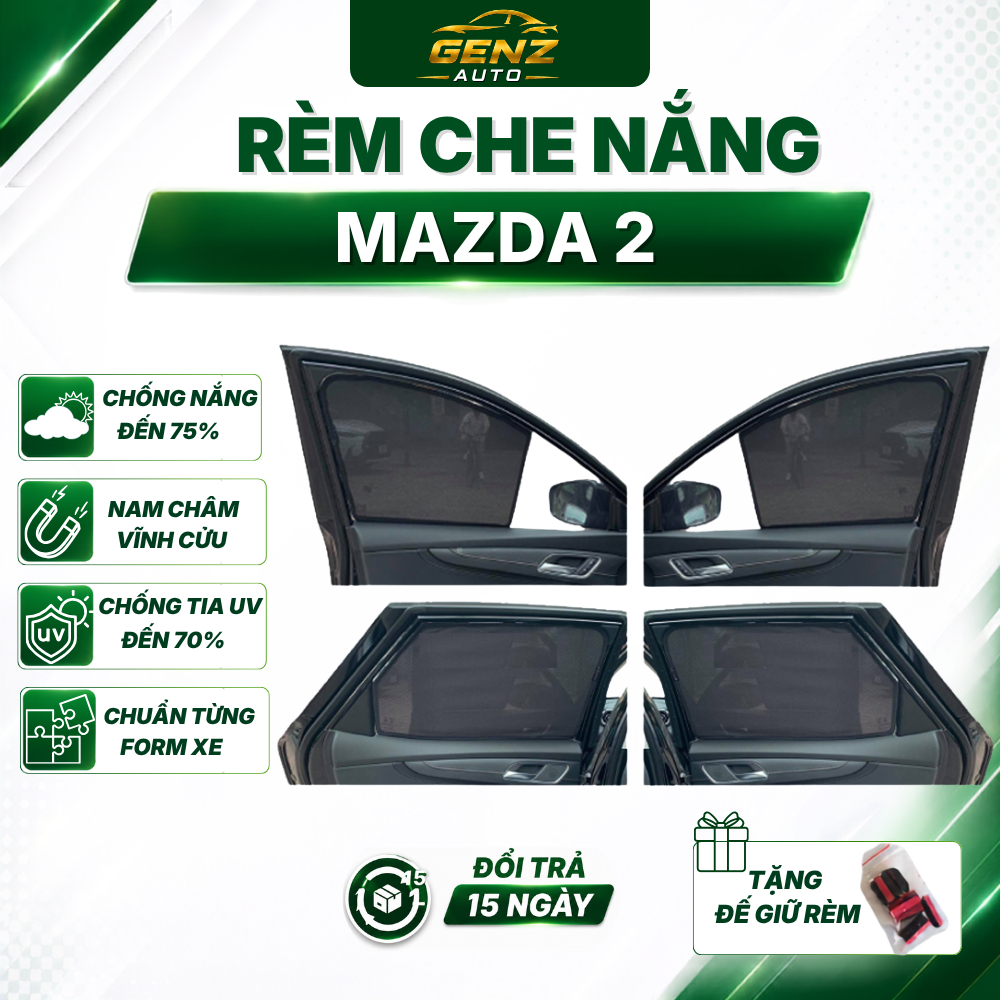 Rèm che nắng xe Mazda 2 2015 - 2018, 2022 - nay sedan, hatback - có nam châm hút cao cấp