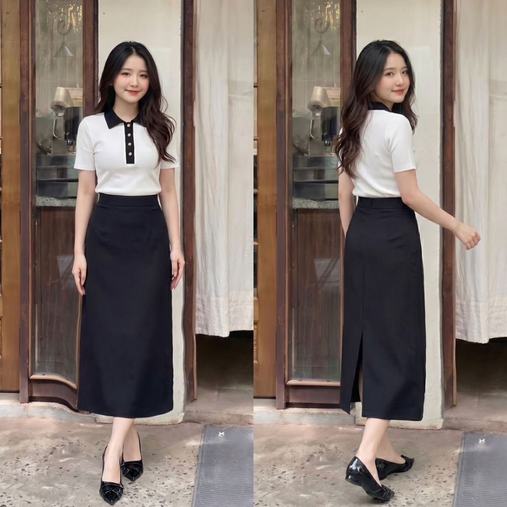 Chân váy dài dáng suông Mely Fashion xẻ sau cạp cao giấu bụng tôn dáng trẻ trung dễ mặc dễ phối có bigsize  CV59-04 | BigBuy360 - bigbuy360.vn