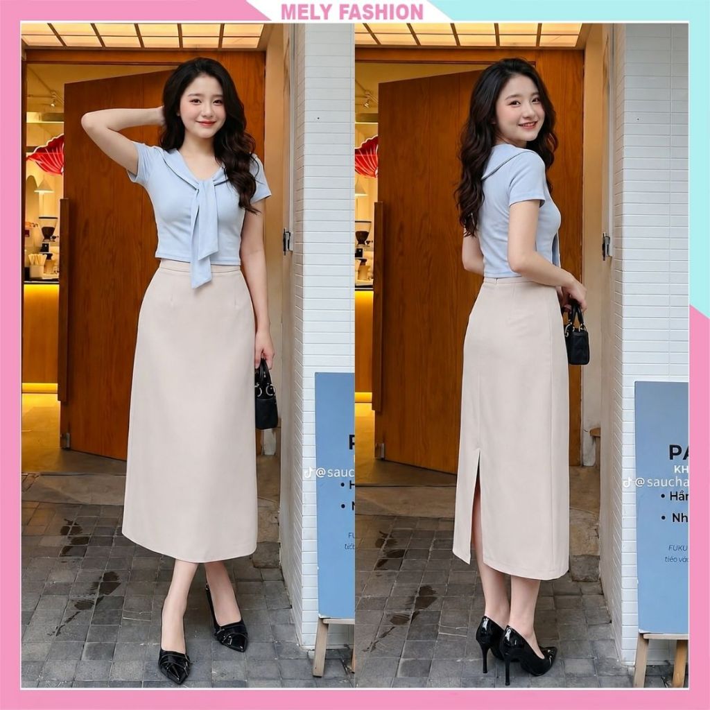 Chân váy dài dáng suông Mely Fashion xẻ sau cạp cao giấu bụng tôn dáng trẻ trung dễ mặc dễ phối có bigsize  CV59-04 | BigBuy360 - bigbuy360.vn
