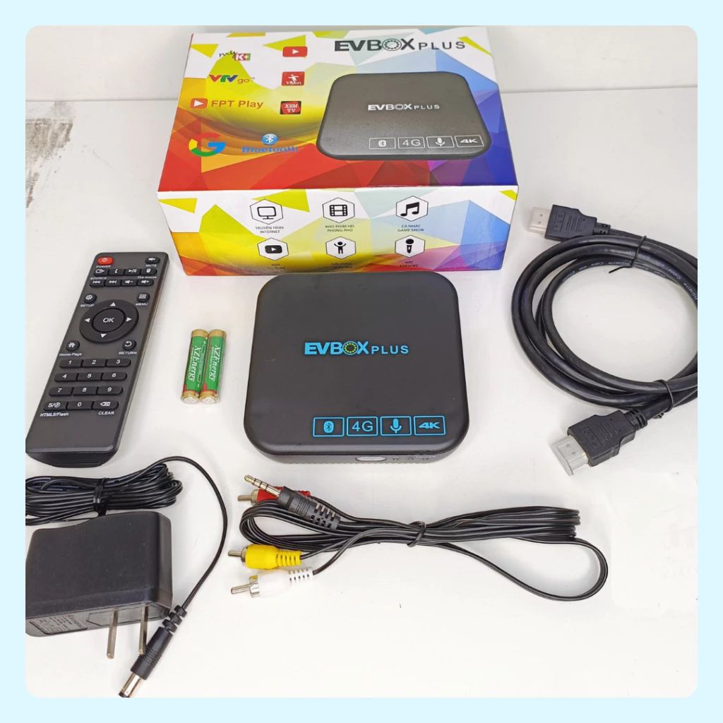Android/ Tivi Box EVBOX Plus chuẩn 4K (Ram 4G Rom 32G) Kết nối Bluetooth