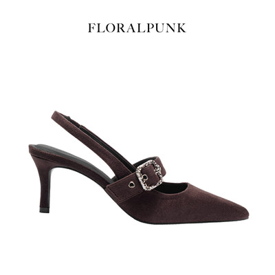 [NEW] Giày cao gót Floralpunk Mary Heels - Suede Brown - Đế cao 5cm chất liệu da lộn - dây quai gót kèm móc khóa