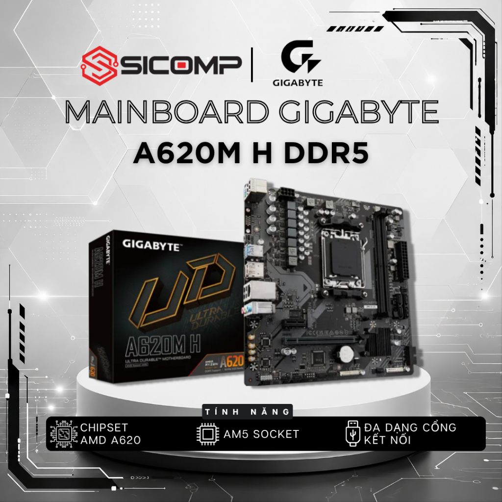 [FV] Mainboard GIGABYTE A620M H, DDR5, CHÍNH HÃNG, BH 3Y