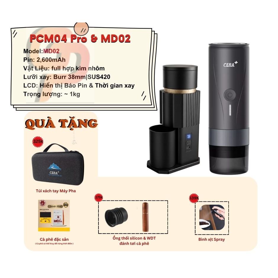 Máy pha cà phê CERA+ PCM04 Pro | Rổ 51mm | 20bar | chế độ Ủ cà phê |  chức năng đun sôi