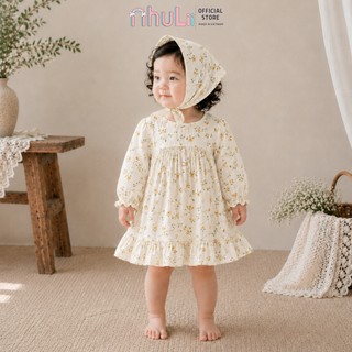 Váy bé gái NHULII Váy hoa tiểu thư vải xô muslin TẶNG KHĂN TURBAN đội đầu cho bé 7kg đến 15kg NI049