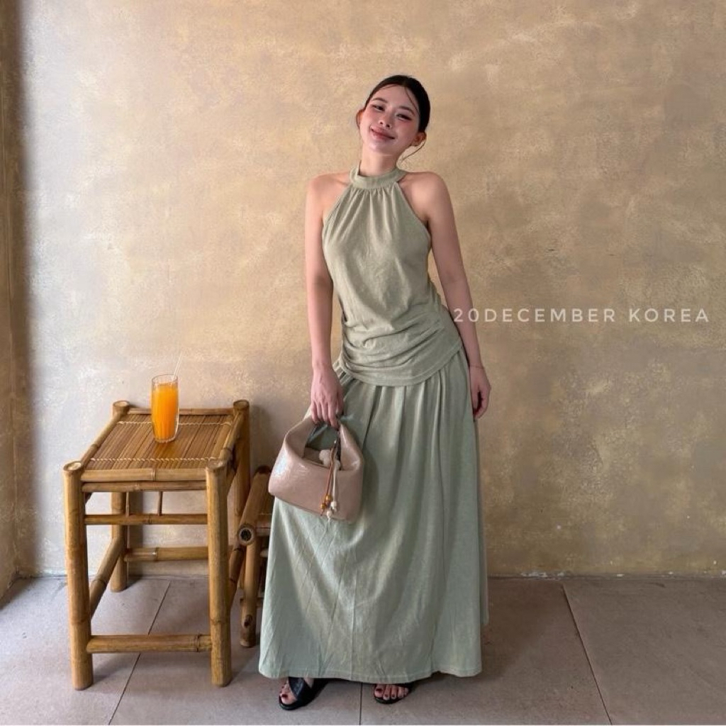 20December - Set áo cổ yếm xoắn lưng chân váy