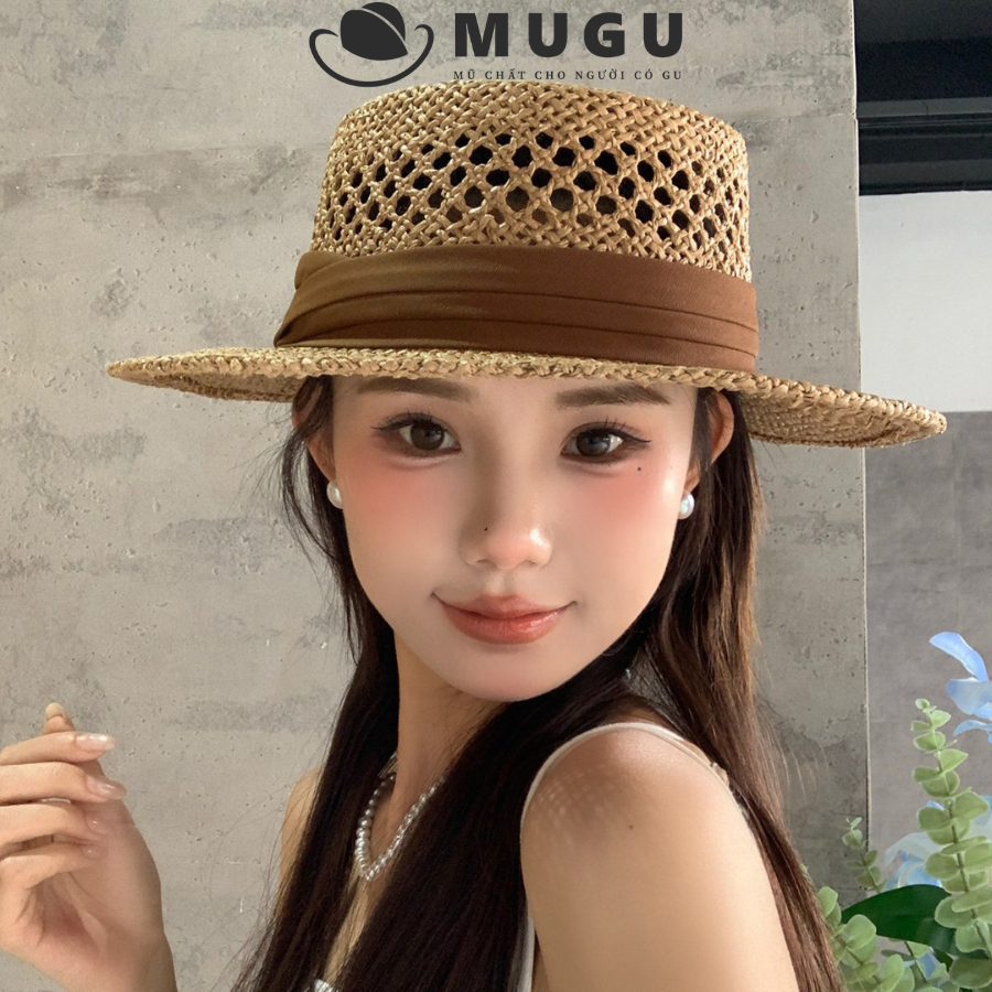 Mũ Cói Nữ Tính Vành Rộng Đẹp Đi Biển MC38 - Mũ Cói Đan Thưa Thoáng Mát Cá Tính Thời Trang | Thương H