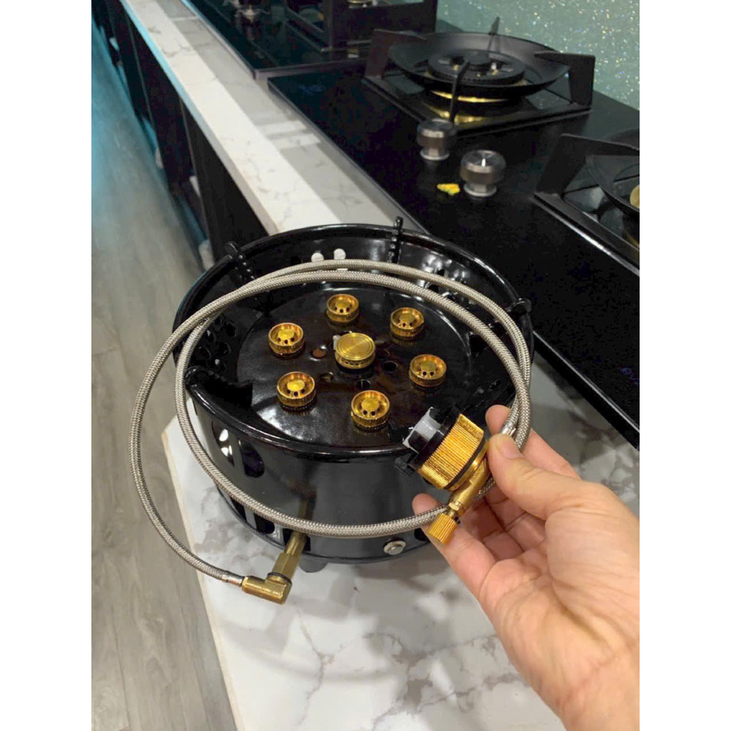 Bếp Gas Mini - Bếp ga cắm trại ngoài trời, Bếp ga mini 7 đầu bấc