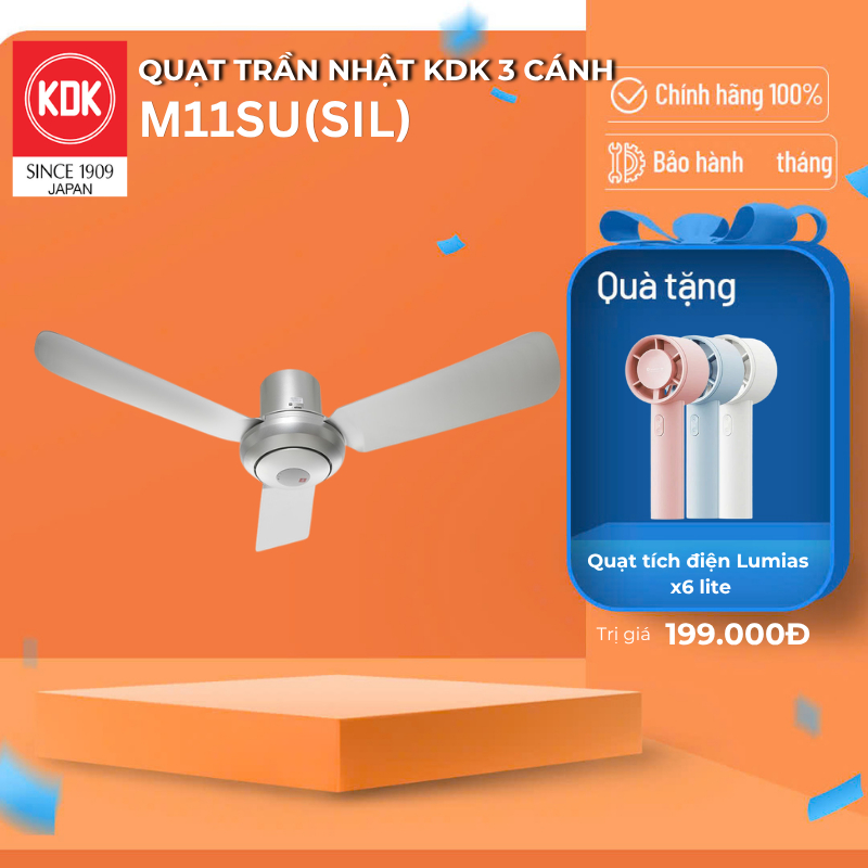Quạt Trần Nhật KDK màu Bạc M11SU(SIL) - Bảo Hành Chính Hãng KDK