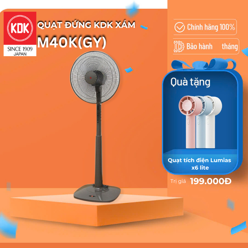 Quạt Đứng Nhật KDK 3 cánh - M40K(GY) - Bảo Hành Chính Hãng 2 Năm