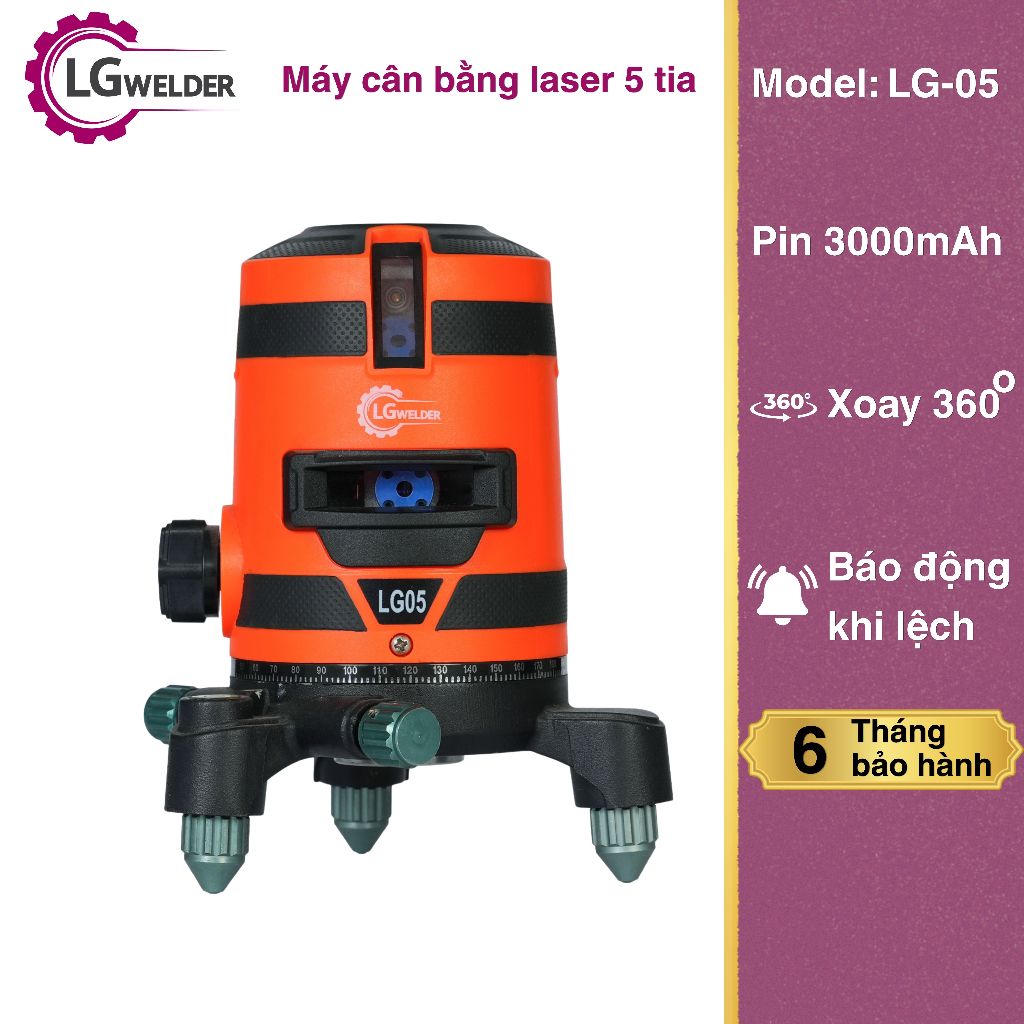 Máy Cân Bằng Laser 5 Tia Xanh LG-05 Tự Cân Bằng Độ Chính Xác Cao Cho Thợ Xây Dựng